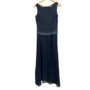 Jkara women's‎ vintage y2k beaded navy formal evening gown size 8